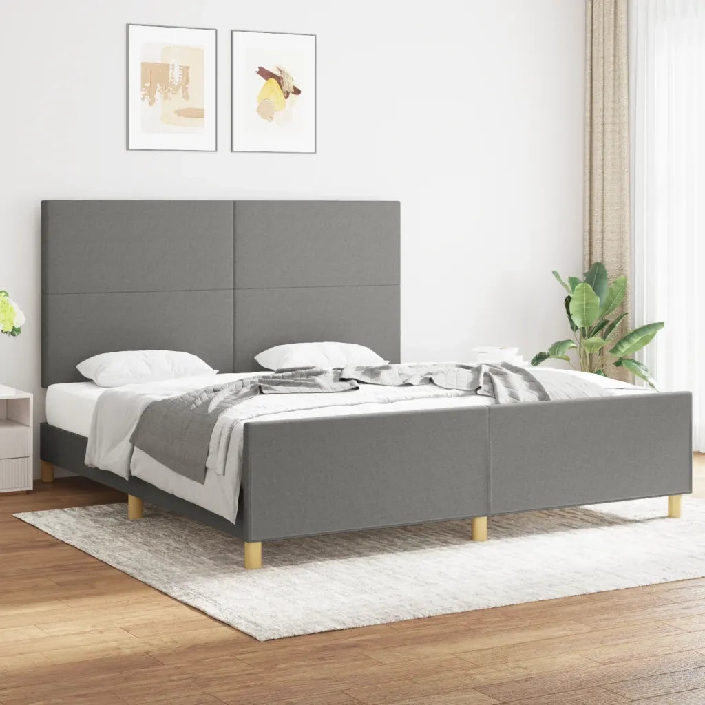Letto matrimoniale | Letto per adulti | Giroletto senza Materasso Grigio Scuro 180x200 cm Tessuto