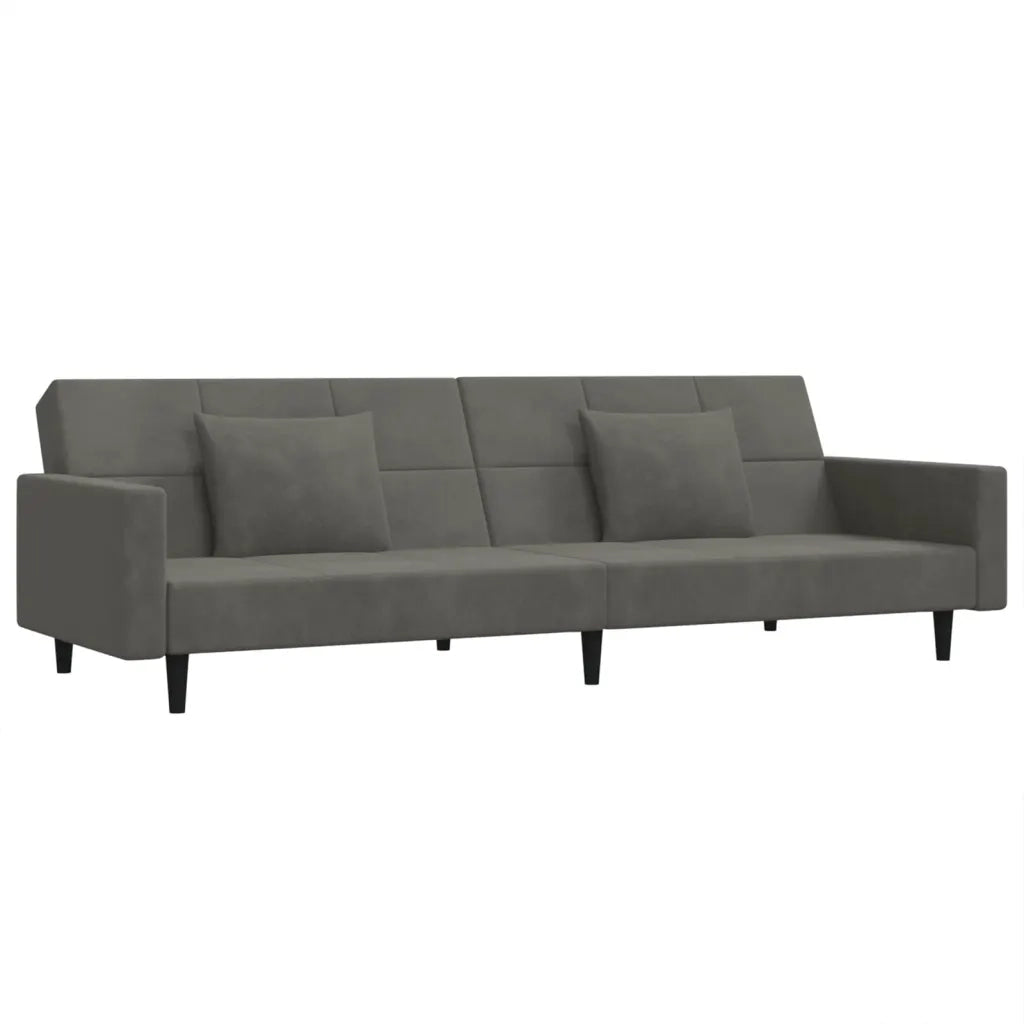 Divano letto | Sof¨¤ letto | Letto singolo a 2 Posti con 2 Cuscini Grigio Scuro in Velluto