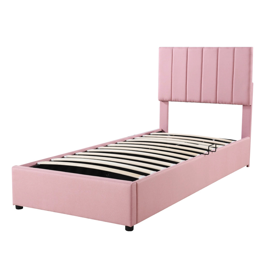 letto imbottito lino rosa 90 x 200 cm