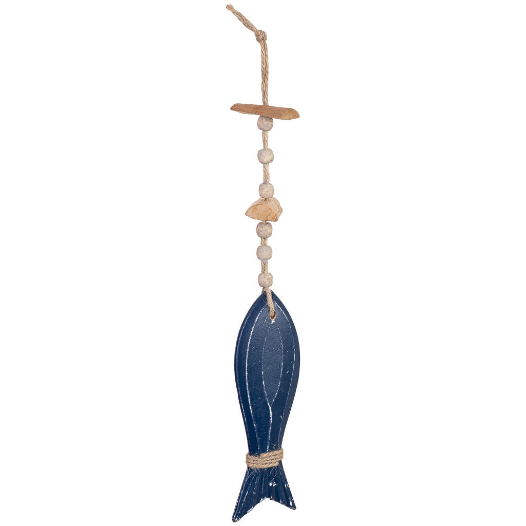 Campanello a vento in legno blu 6x2x40h cm