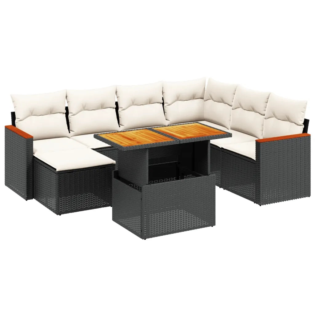 Set Divani da Giardino con Cuscini 8 pz Nero in Polyrattan