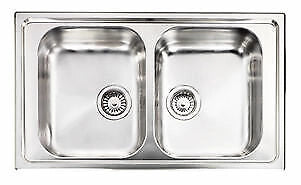 CM 010044.X1.01.2018 Cristal Lavello da Incasso 2 Vasche Acciaio Inox Satinato AISI 304-18-10 con Bordo Ultrapiatto Filotop (87x51x21 cm) colore Inox