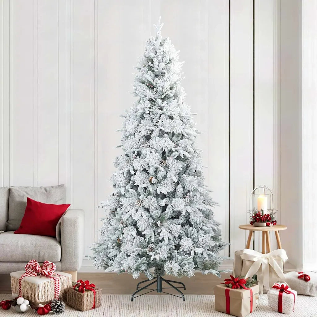 Albero di Natale Artificiale Snodato Foderato di Neve Bianco