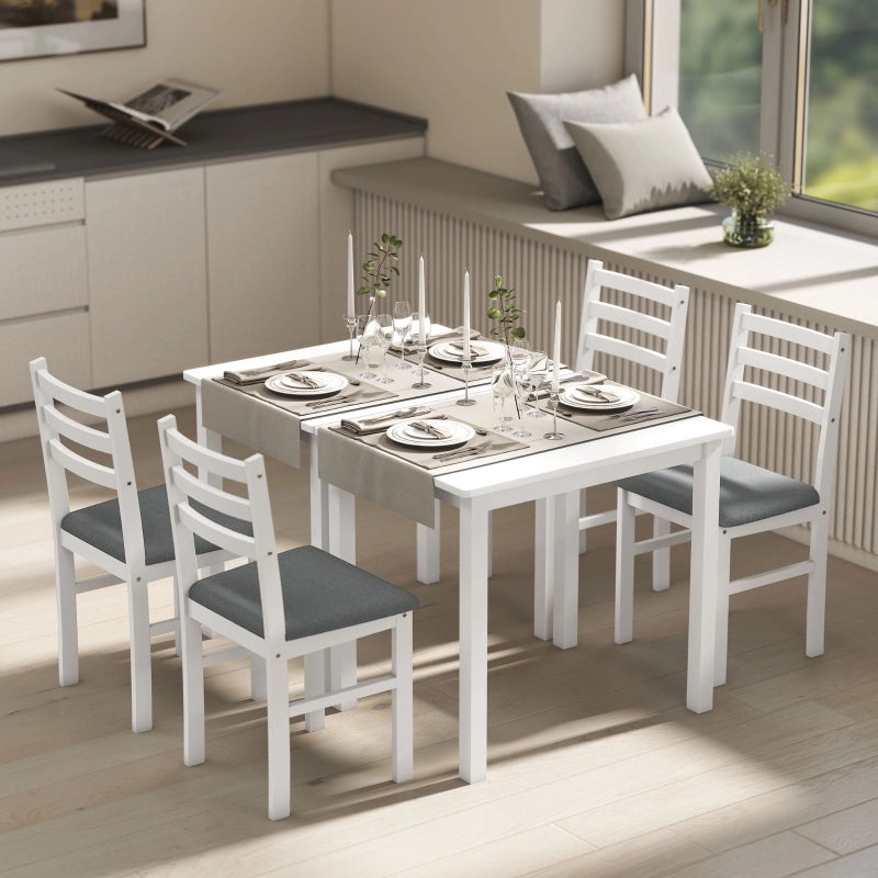 TAVOLO DA PRANZO Set 3 pezzi 80x60x74,5 cm Bianco con 2 sedie