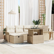 Set Divano da Giardino con cuscino 7 pcs Beige Poly Rattan