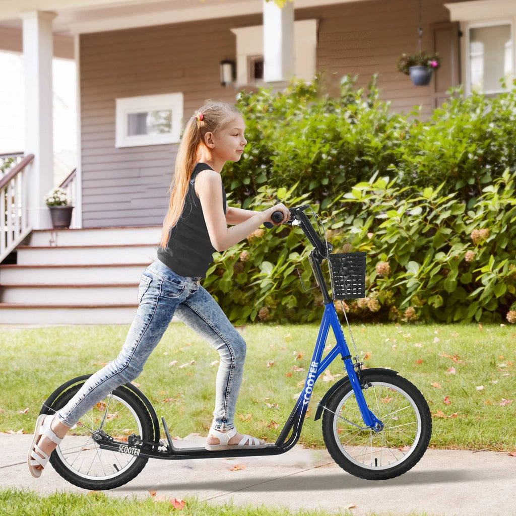 Scooter per Bambini con Freni, Cestino e Altezza Regolabile ¨C Minimal ¨C Blu e Nero
