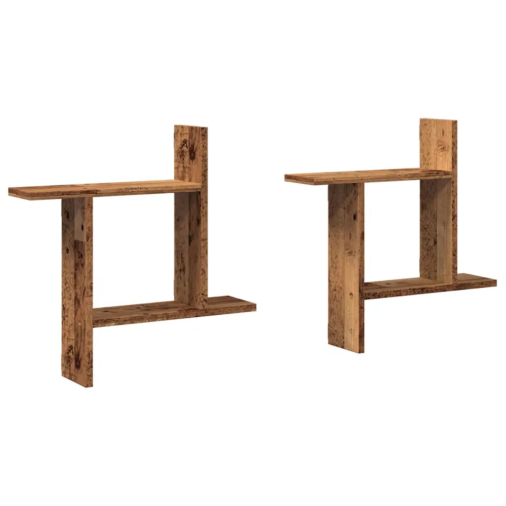 Mensole da Parete 2pz Legno Vecchio 50x12x50 cm in Truciolato 853261