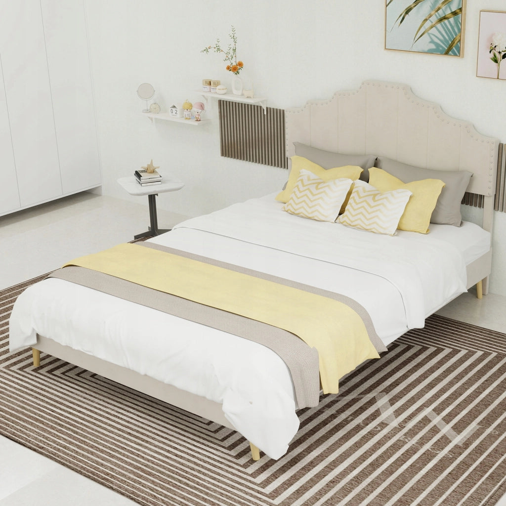 Letto imbottito 140x200 beige - Xylo