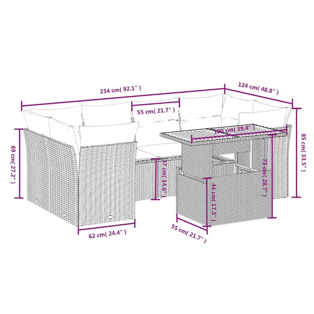 Set Divani da Giardino con Cuscini 7pz Nero Polyrattan 3270685