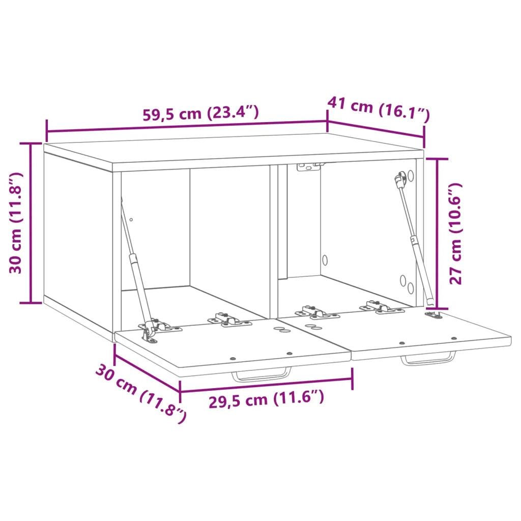 Mobile Porta TV da Muro-Credenza per TV sospesa Bianco Lucido 59,5 x 41 x 30 cm 941847