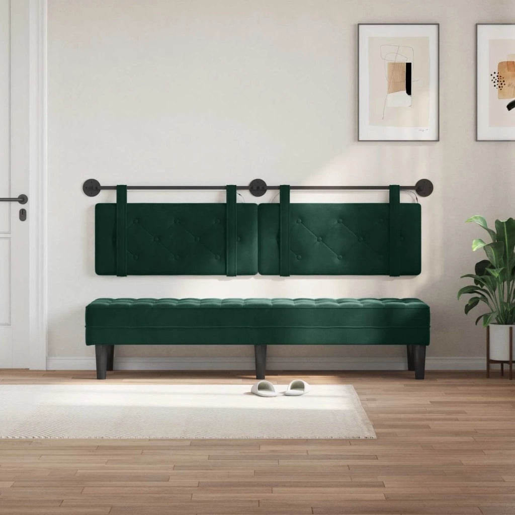 Testiera | Testata sospesa Con luce LED Verde Scuro Velluto