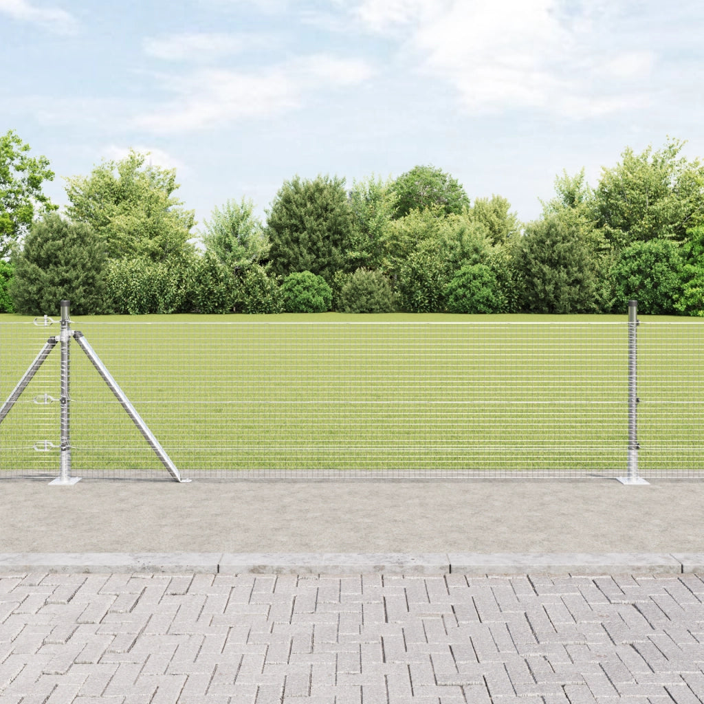 Set di Paletti per Recinzione Set di 2 Acciaio zincato 25 x 0,5 m