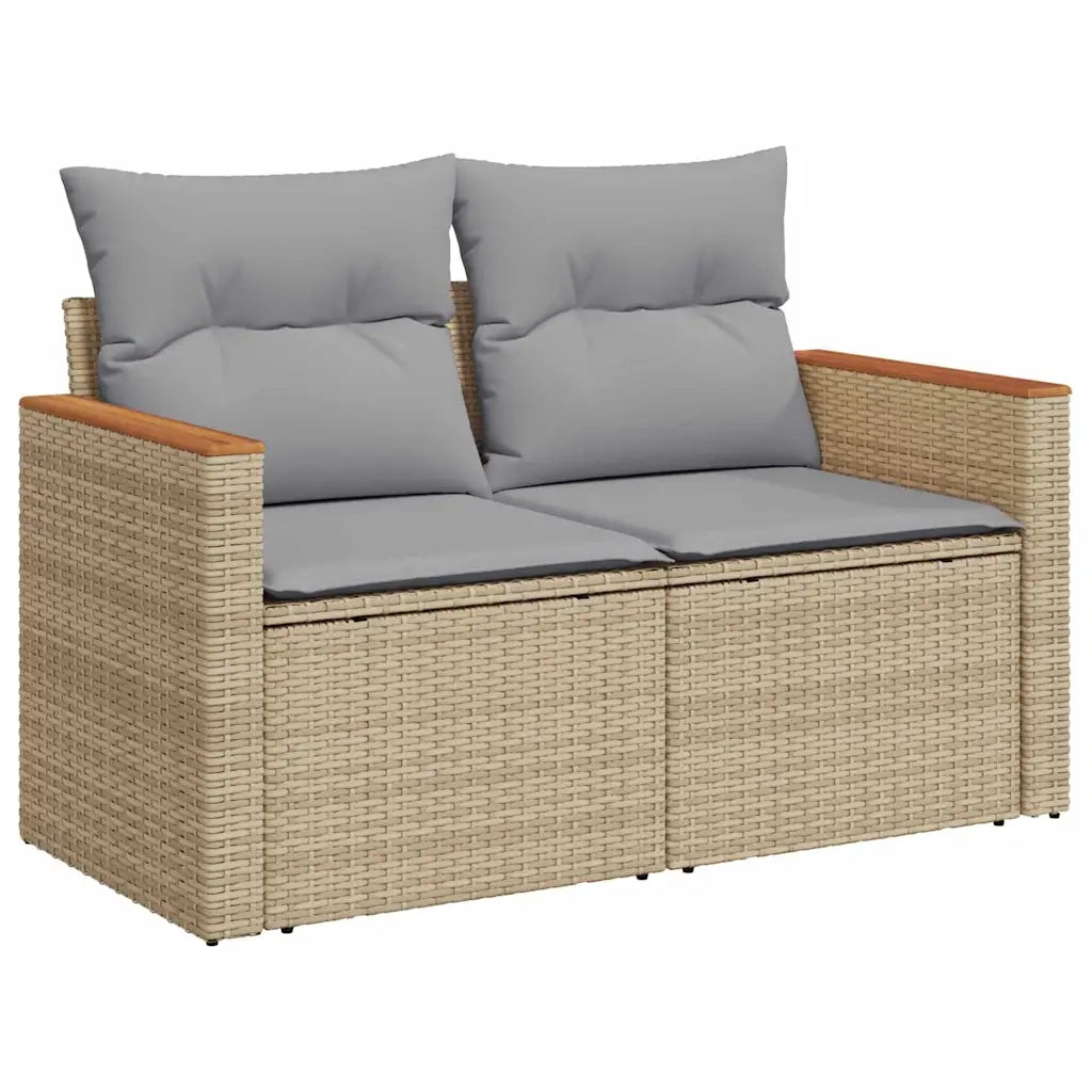 Set Divano da Giardino con cuscino 9 pcs Beige Poly Rattan 3365007