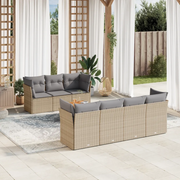 Set Divano da Giardino 8 pz con Cuscini Beige Misto Polyrattan 3255835