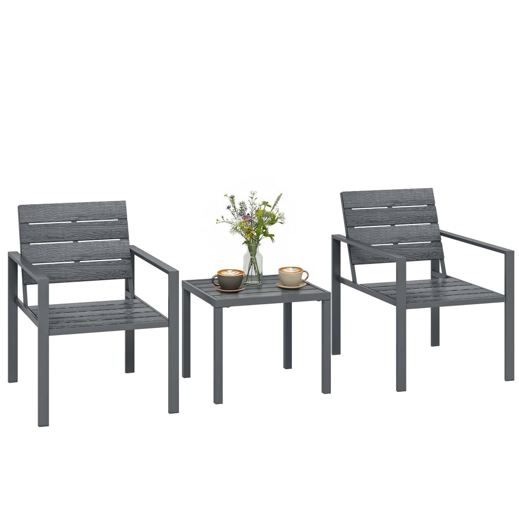 Set Giardino con Sedie e Tavolino ¨C Minimal ¨C Grigio Scuro HDPE Metallo