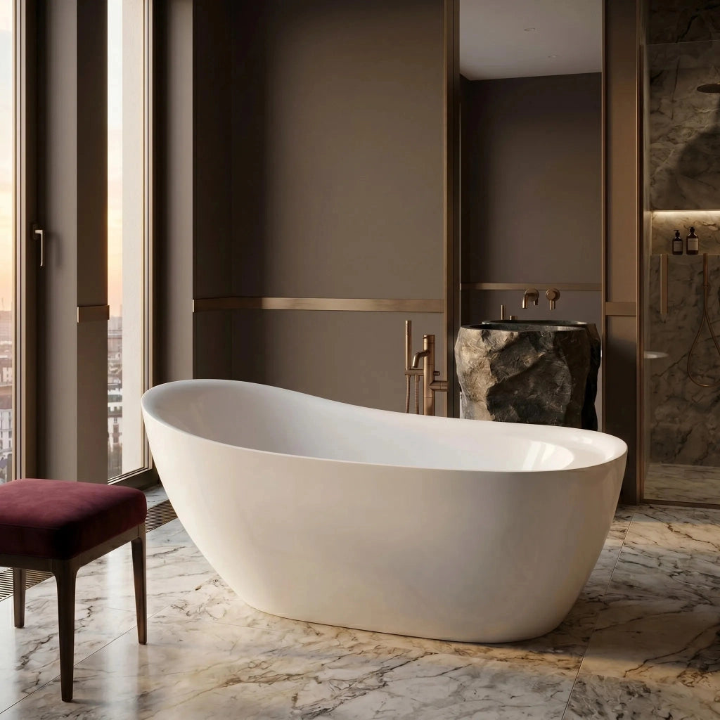 Vasca Da Bagno Freestanding Rea Orte 170 Copritappo bianco