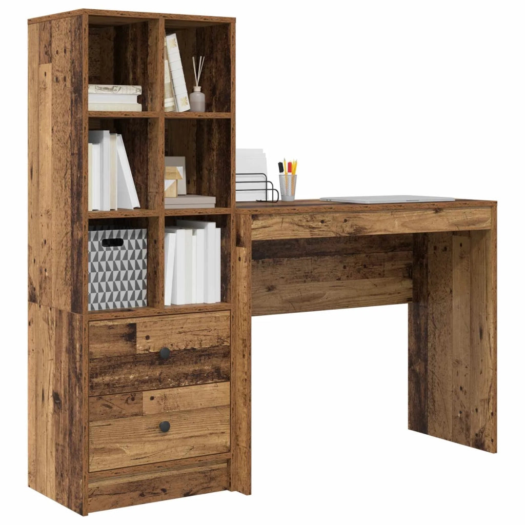 Scrivania con cassetto con lo scaffale 2 pcs Legno vecchio 3337327