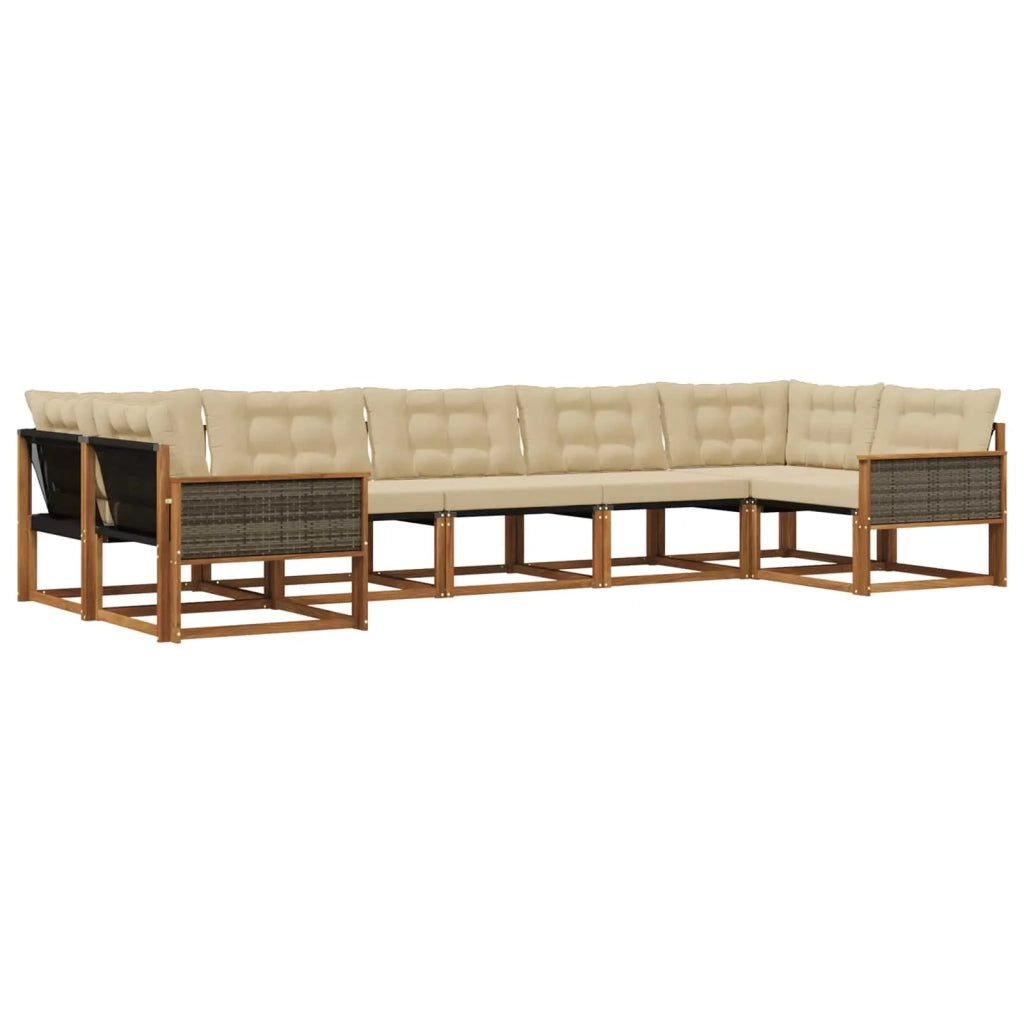 Set di divani da esterno con cuscino 7 pcs Naturale e Beige 3381661