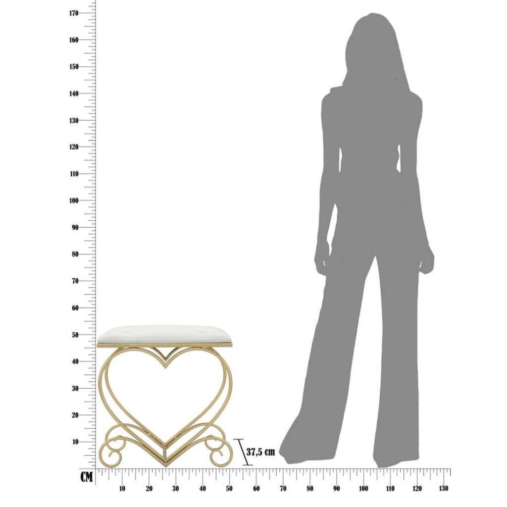 Sgabello Heart crema e gold – 50 x 37,5 x H 51,5 cm