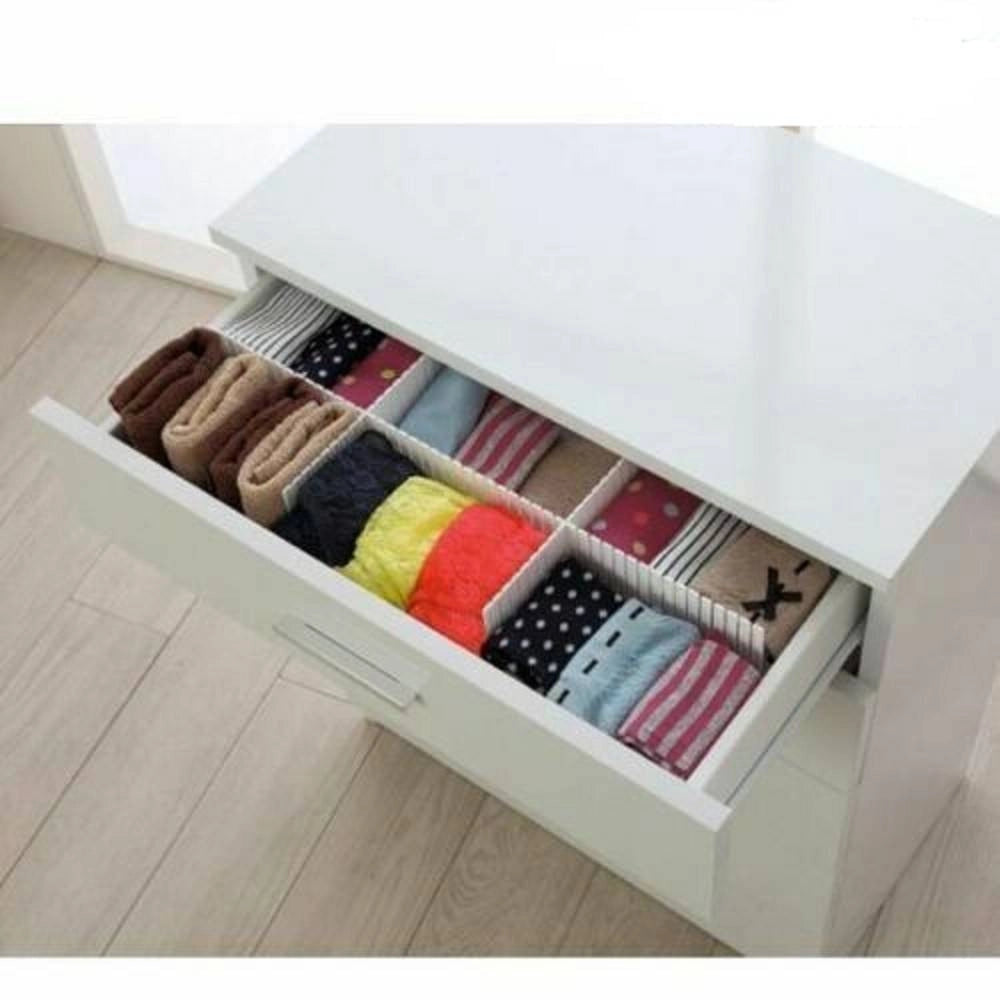 Trade Shop - Divisorio Per Cassetti Set Divisore 3 Pezzi Separatore In Plastica Bianco -