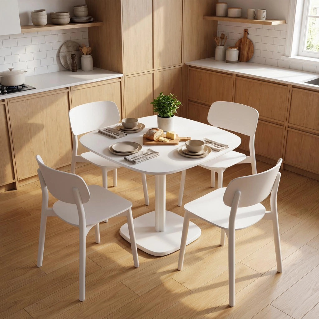 Tavolo da pranzo allungabile quadrato moderno ¨C zephmum ¨C effetto legno bianco 70x70 cm