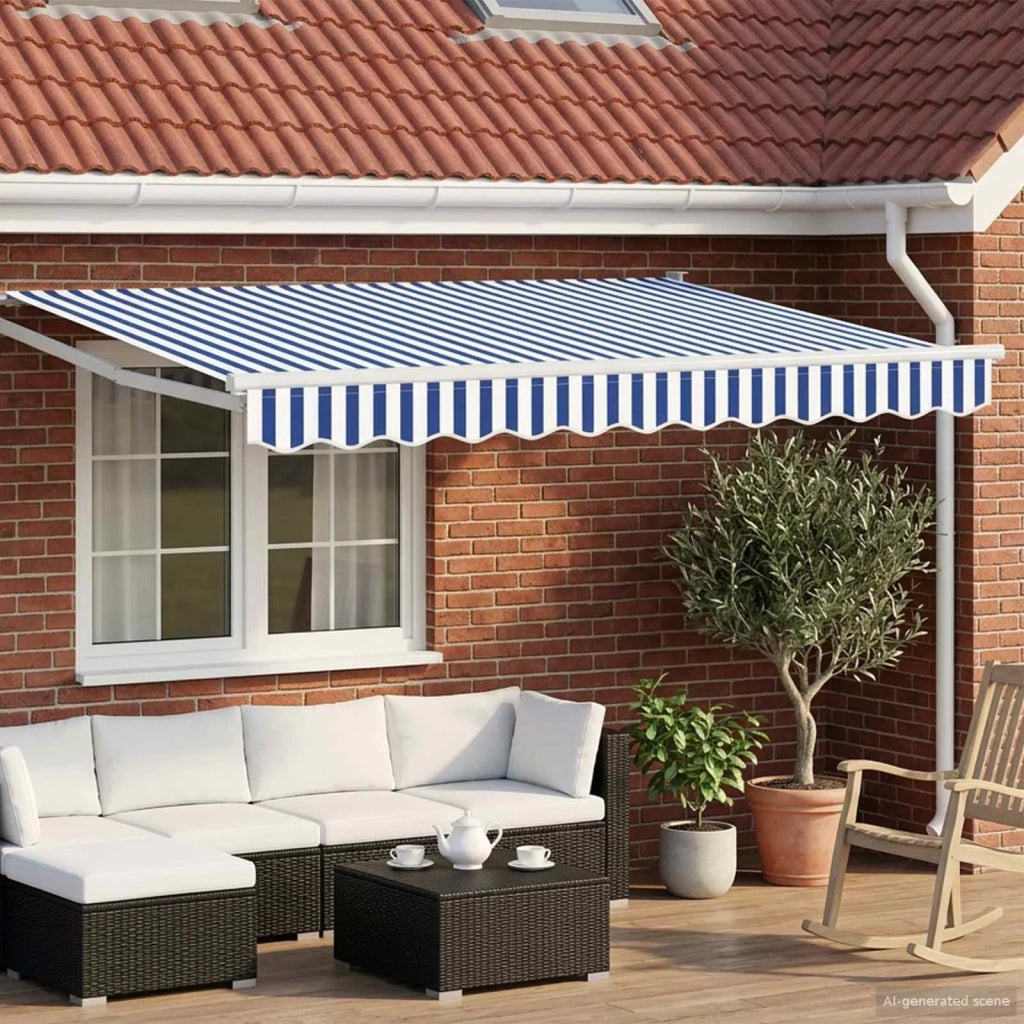 Tettuccio Elettrico Retrattile Blu e Bianco 2,5 x 2 m 3418942
