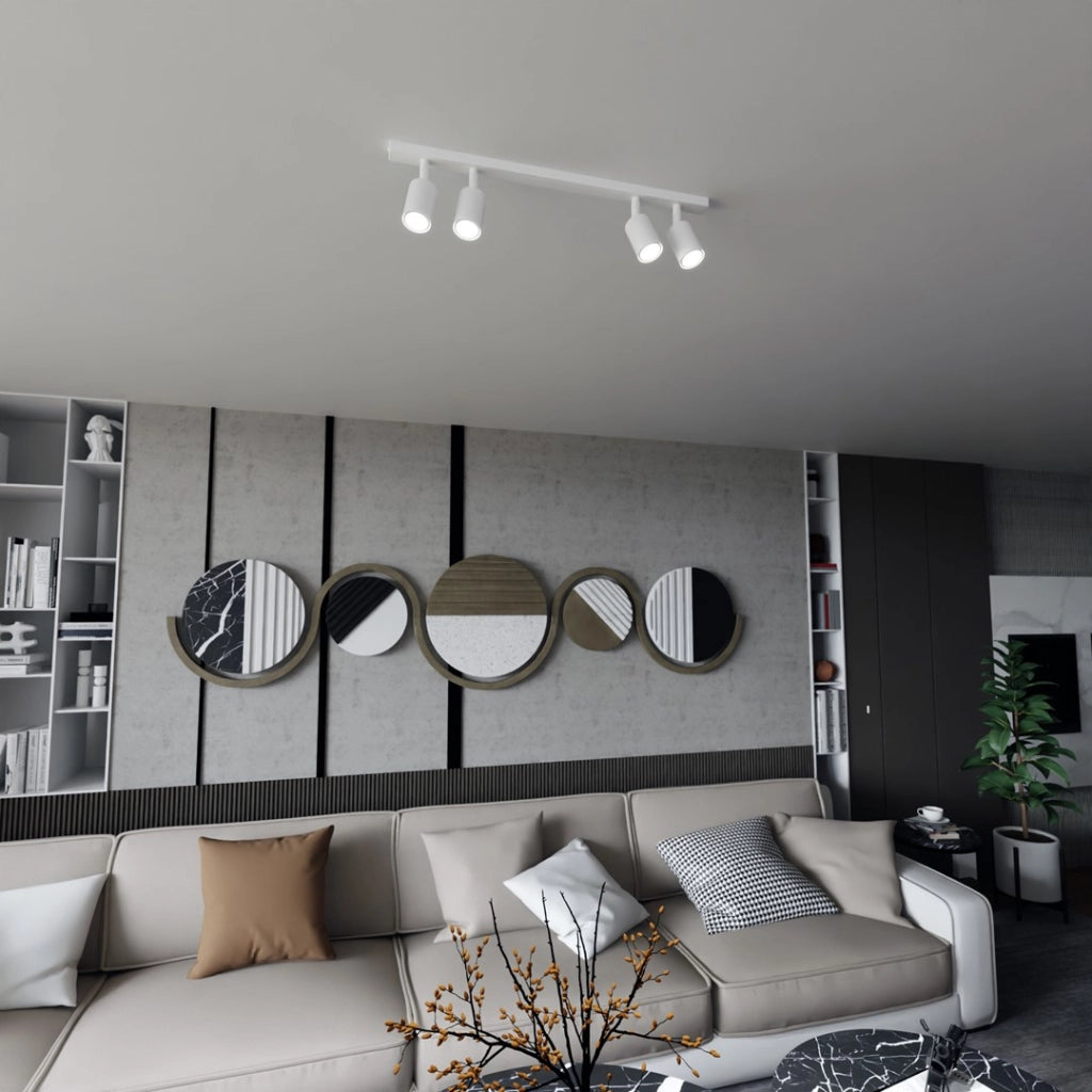 Plafoniera minimalista bianca 4 GU10 70cm Emibig Flash