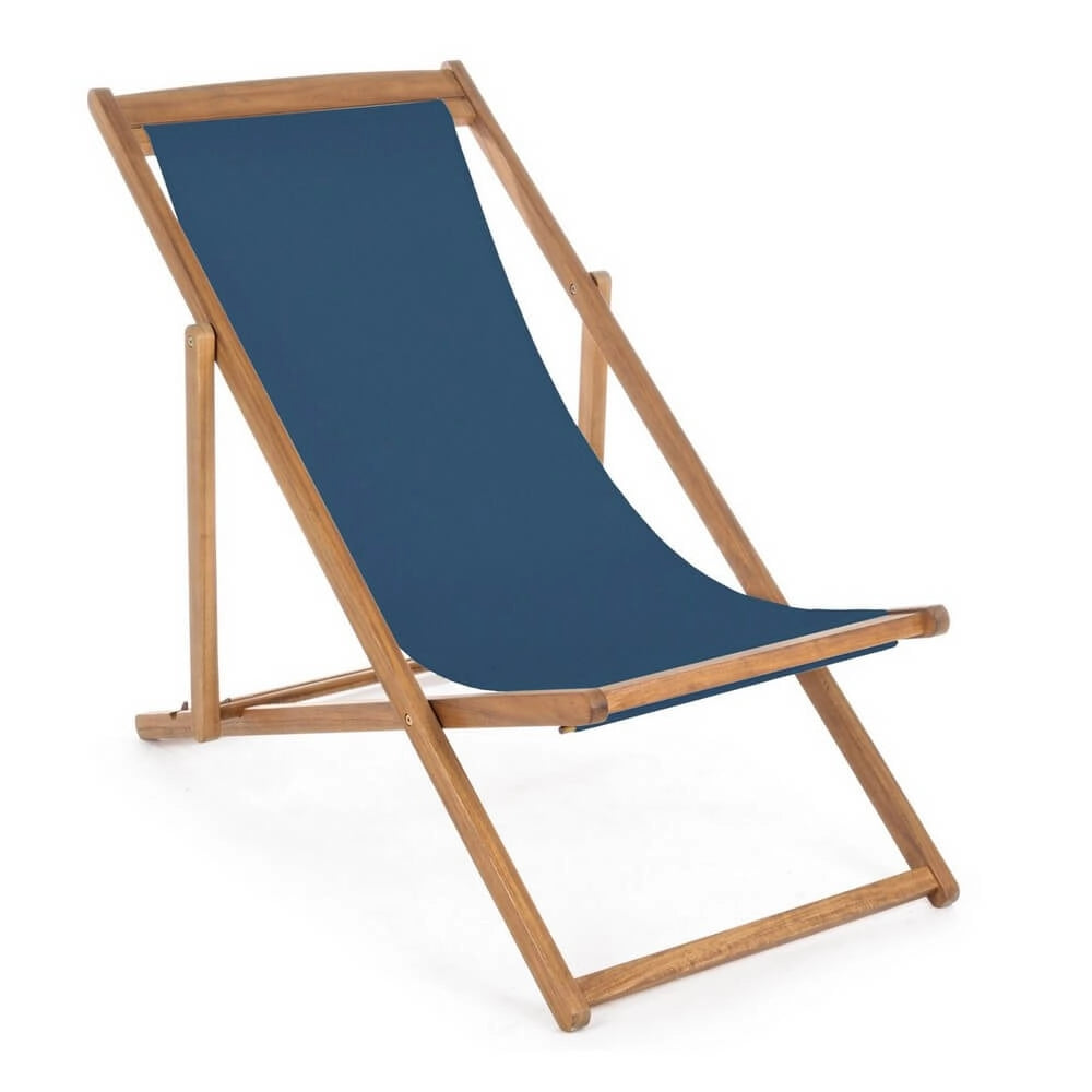 Set di 4 Sdraio Relax Pieghevoli in Legno di Acacia con Tessuto - SERENITY