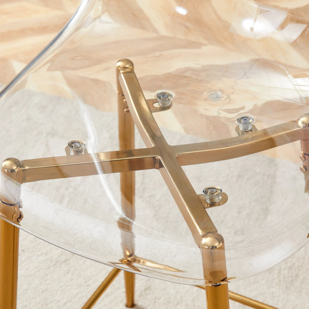 Sgabello da bar trasparente con poggiapiedi, stile moderno, in plastica, Oro