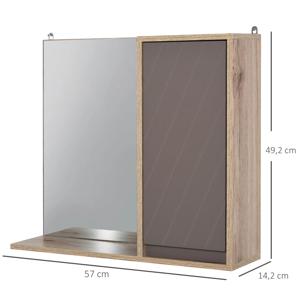 Specchio Bagno con Mobiletto e Ripiani ¨C Minimal ¨C Legno Multistrato Chiaro Grigio