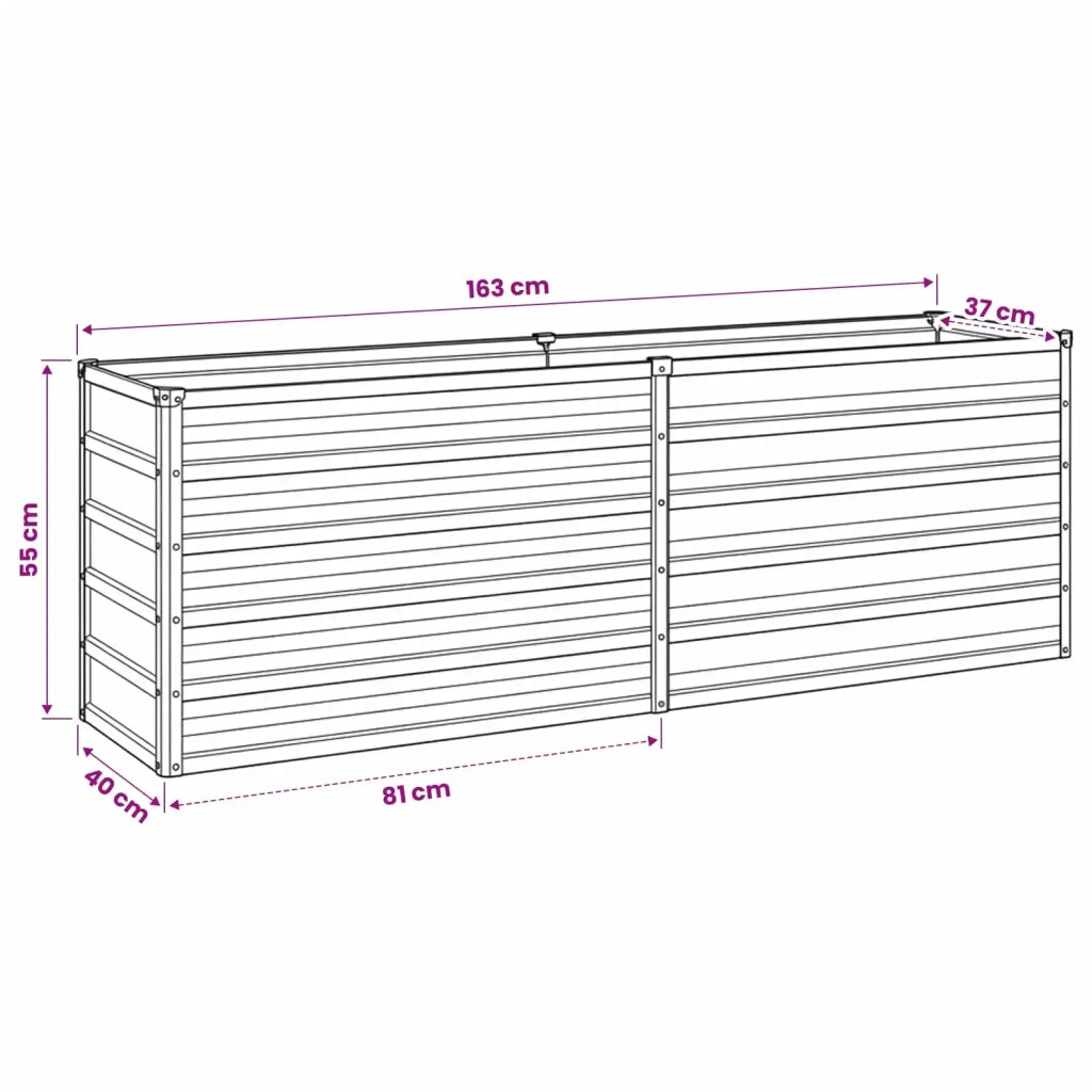 Letto rialzato da giardino Argento 160 x 40 x 55 cm 8006247