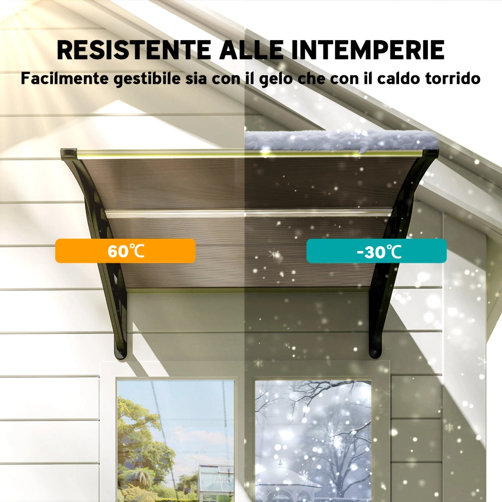 Tettoia Pensilina Policarbonato ¨C Xylo ¨C Marrone 103x96.5x27cm Esterno Porte Finestre