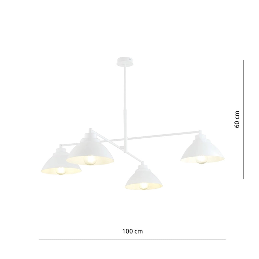 Lampadario da soffitto Maverick 4 luci bianco Emibig