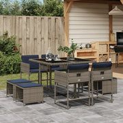 Set da pranzo da giardino da 9 pz con Cuscini in Polyrattan Grigio 3278088