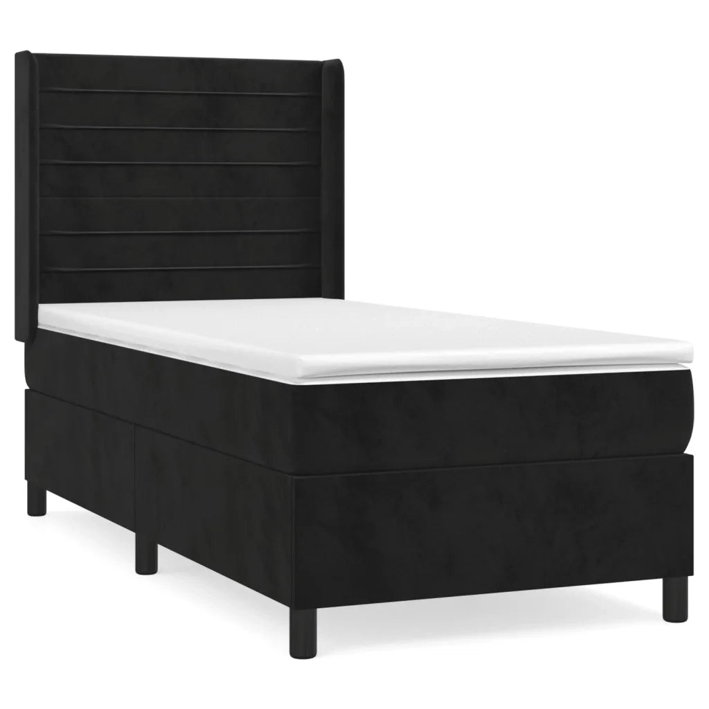 Giroletto a Molle con Materasso Nero 80x200 cm in Velluto