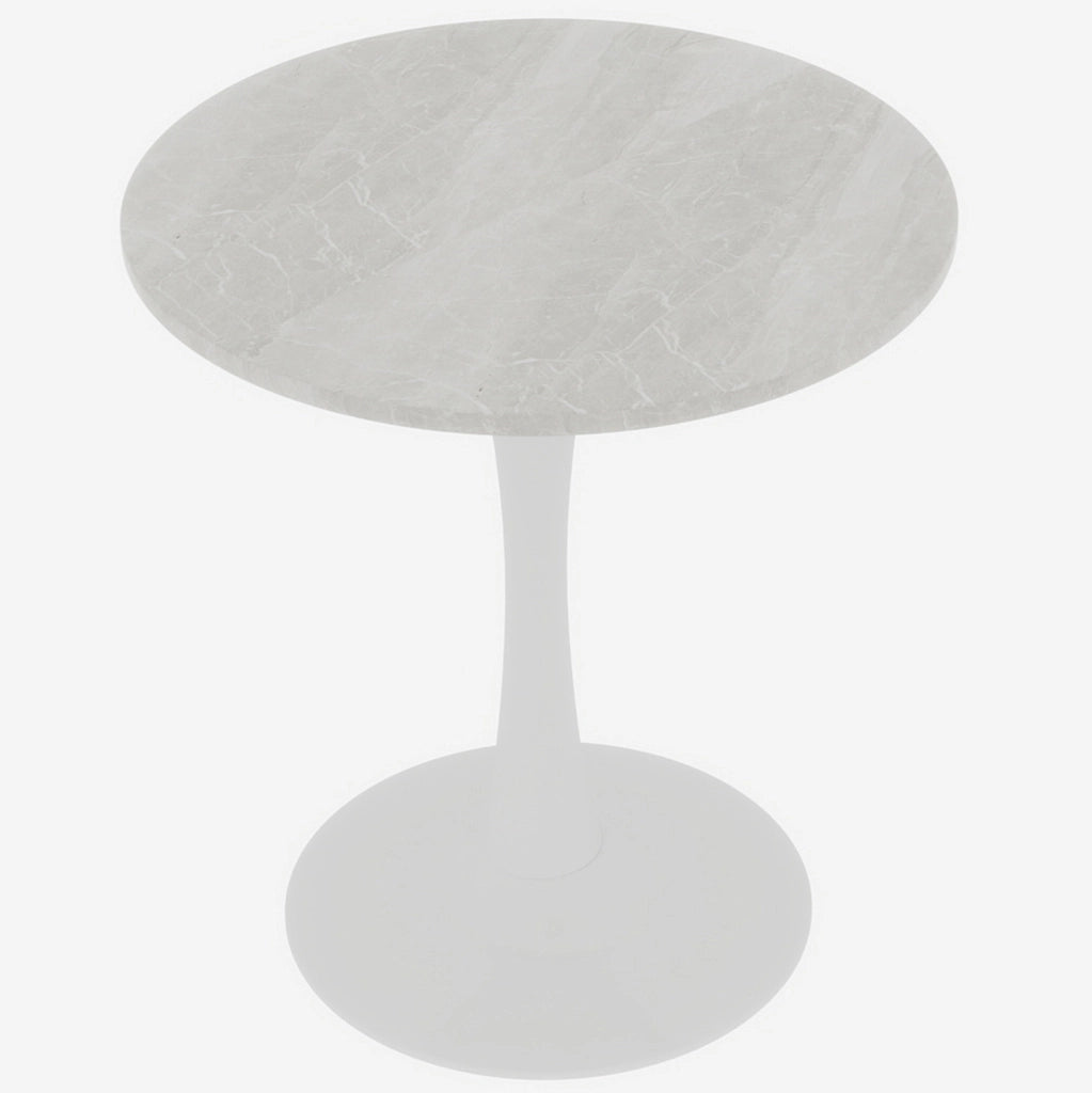 Tavolino rotondo moderno 77;5x77;5 cm in marmo artificiale bianco
