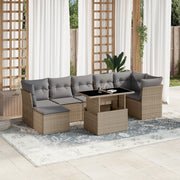 Set Divano da Giardino 8 pz con Cuscini Beige in Polyrattan 3266749