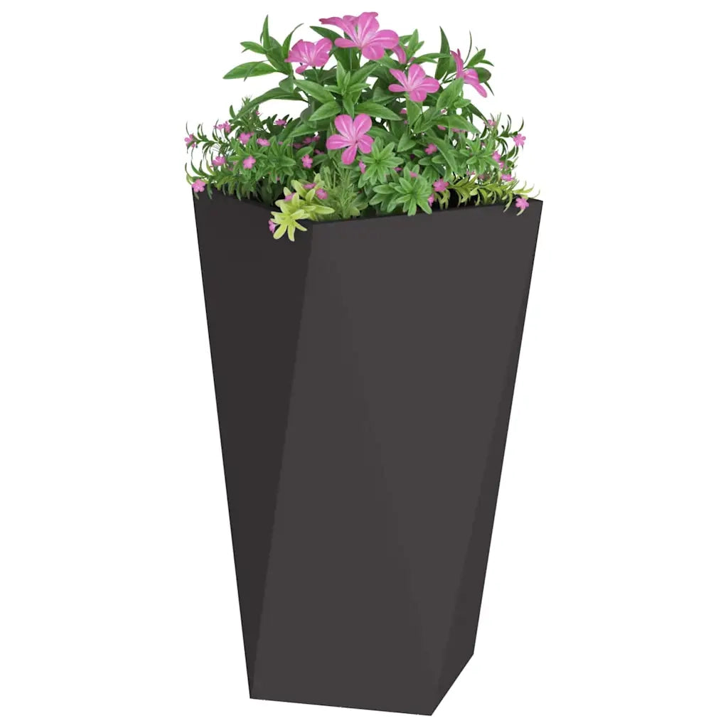Fioriera 2 pcs Nero 40 x 40 x 75 cm Acciaio