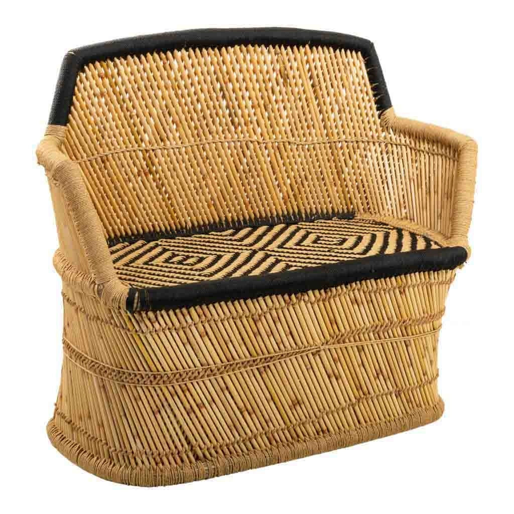 Divano 2 posti in bambù marrone 103x46x90h