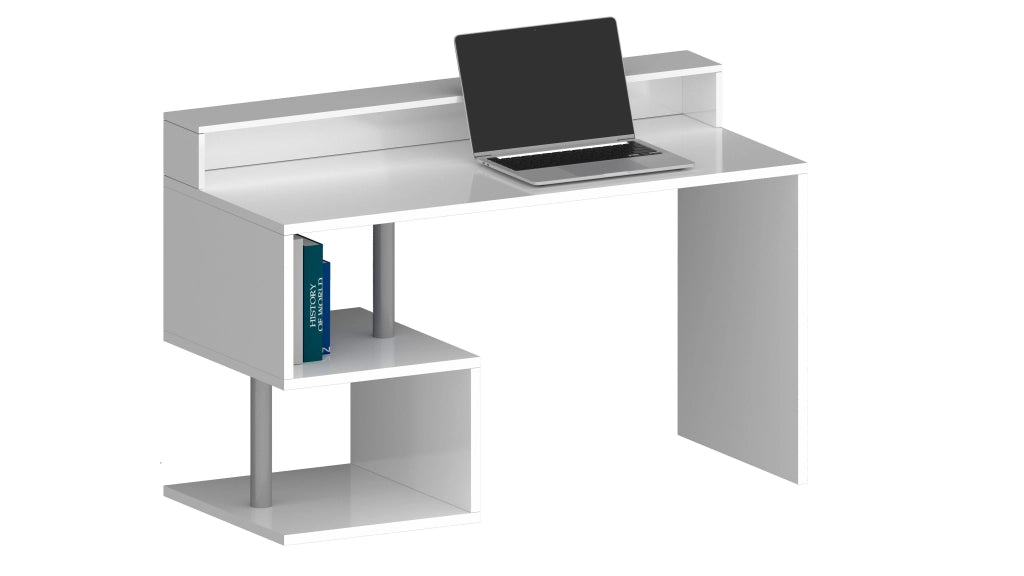 Scrivania ESSE 140 con design a ''S'' e sopralzo