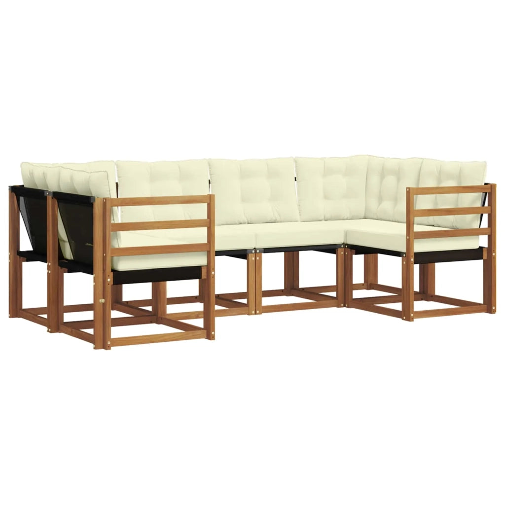 Set di divani da esterno con cuscino 6 pcs Naturale e Crema 3368989