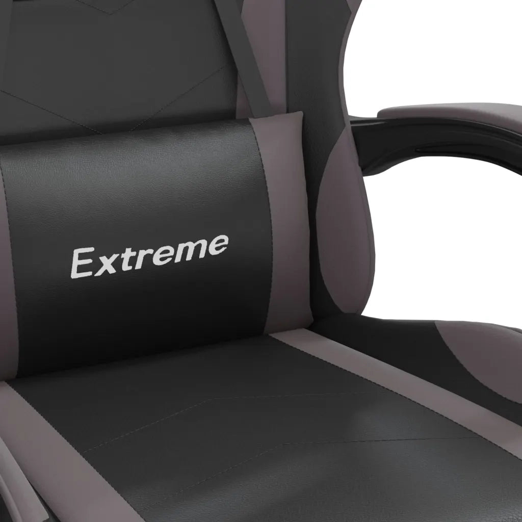 Sedia da Gaming Girevole Nera e Grigia in Similpelle 349571