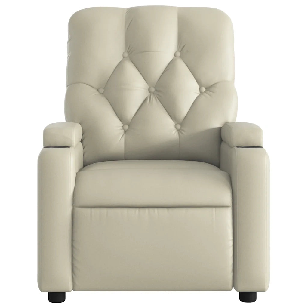 Poltrona da Massaggiante | Sedia Relax Reclinabile Crema Similpelle