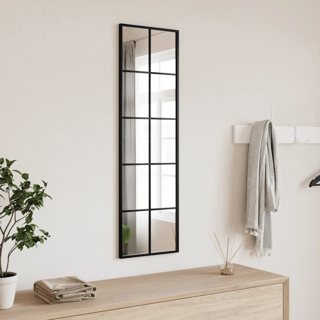 Specchio da Parete | Specchio decorativo Nero 30x100 cm Rettangolare in Ferro