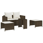 Set Divano da Giardino 5 pz | Set Salotto da Giardino con Cuscini Marrone in Polyrattan