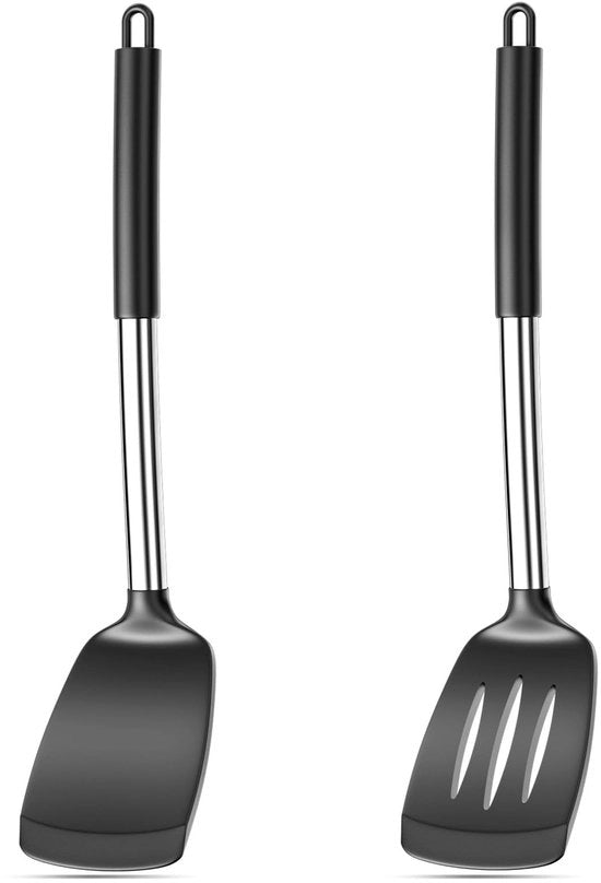 Spatolo in silicone - resistenti al calore - nero - set da 2 pezzi