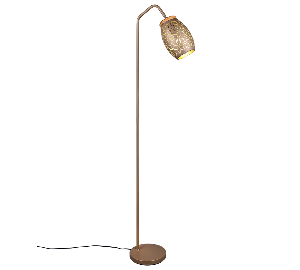 Piantana, metallo, caffè e legno, H 147 cm, Bidar