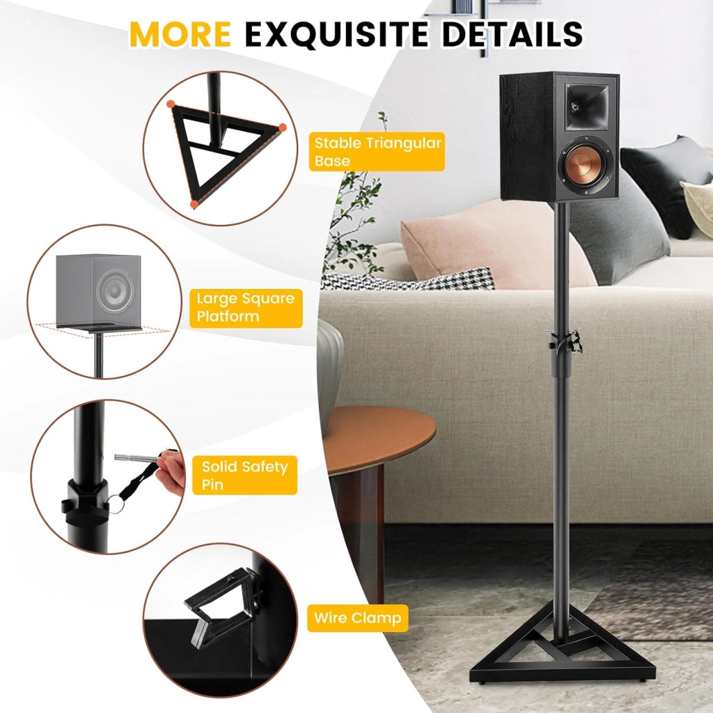 2 supporti per altoparlanti con piedistallo triangolare, altezza regolabile da 97 a 157 cm, portata fino a 50 kg, supporto per altoparlante, supporto per altoparlanti