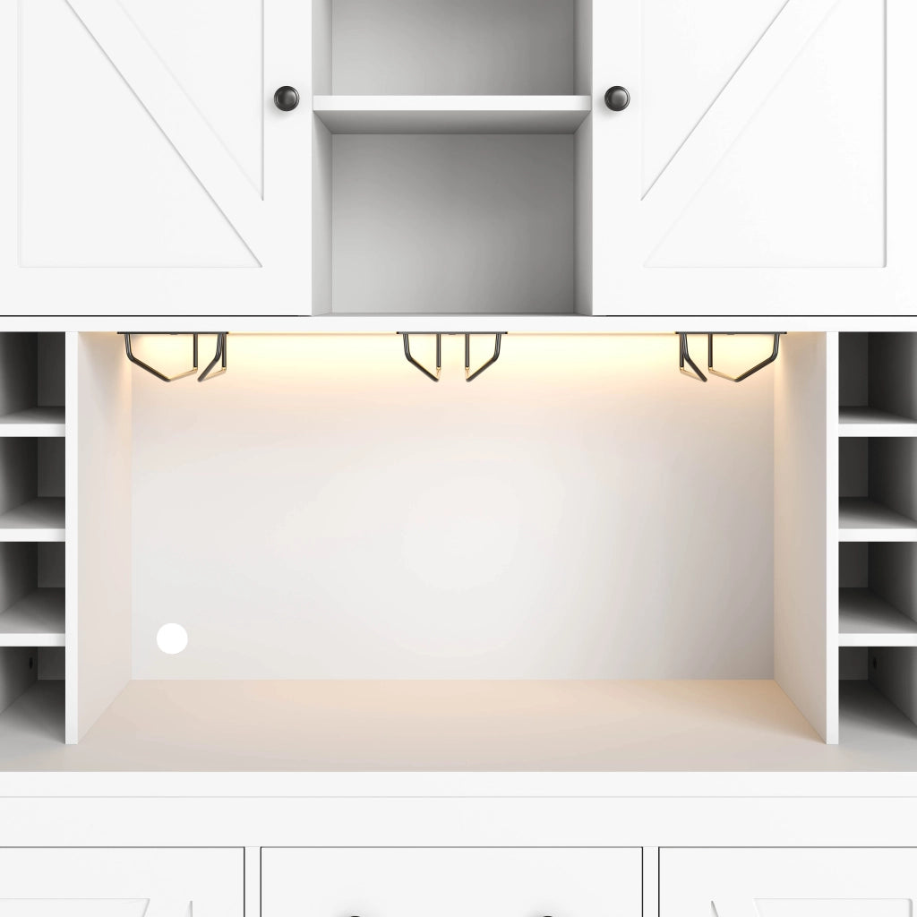 ARMADIO ALTO 180x105x40 cm Bianco in MDF con LED e prese integrate