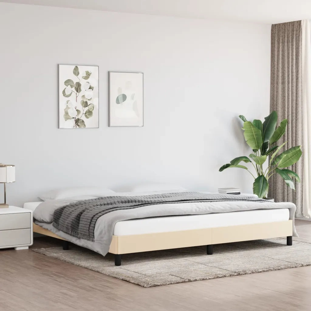 Letto matrimoniale | Letto per adulti | Giroletto senza Materasso Crema 200x200 cm in Tessuto
